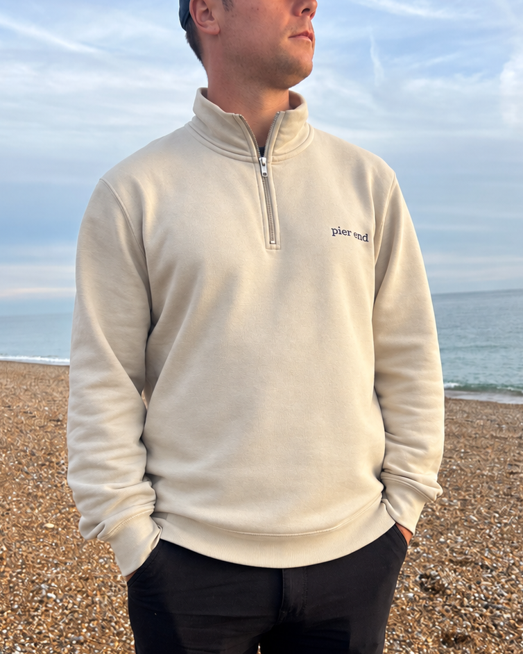 Organic Cotton Blend Quarter Zip - Desert Dust