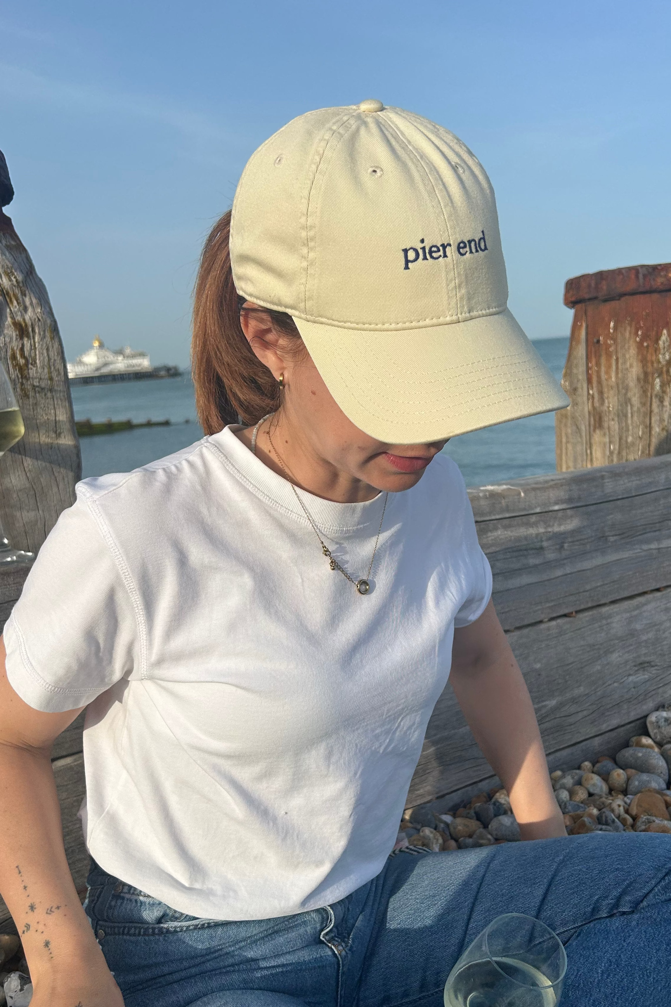 Organic Cotton Baseball Cap - Oyster / Navy