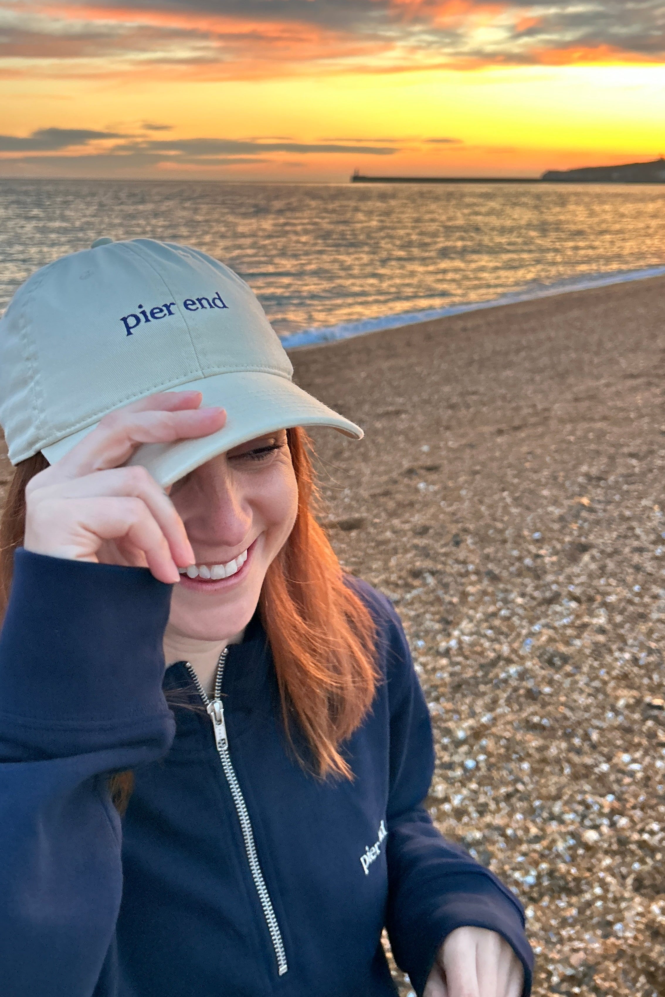 Organic Cotton Baseball Cap - Oyster / Navy