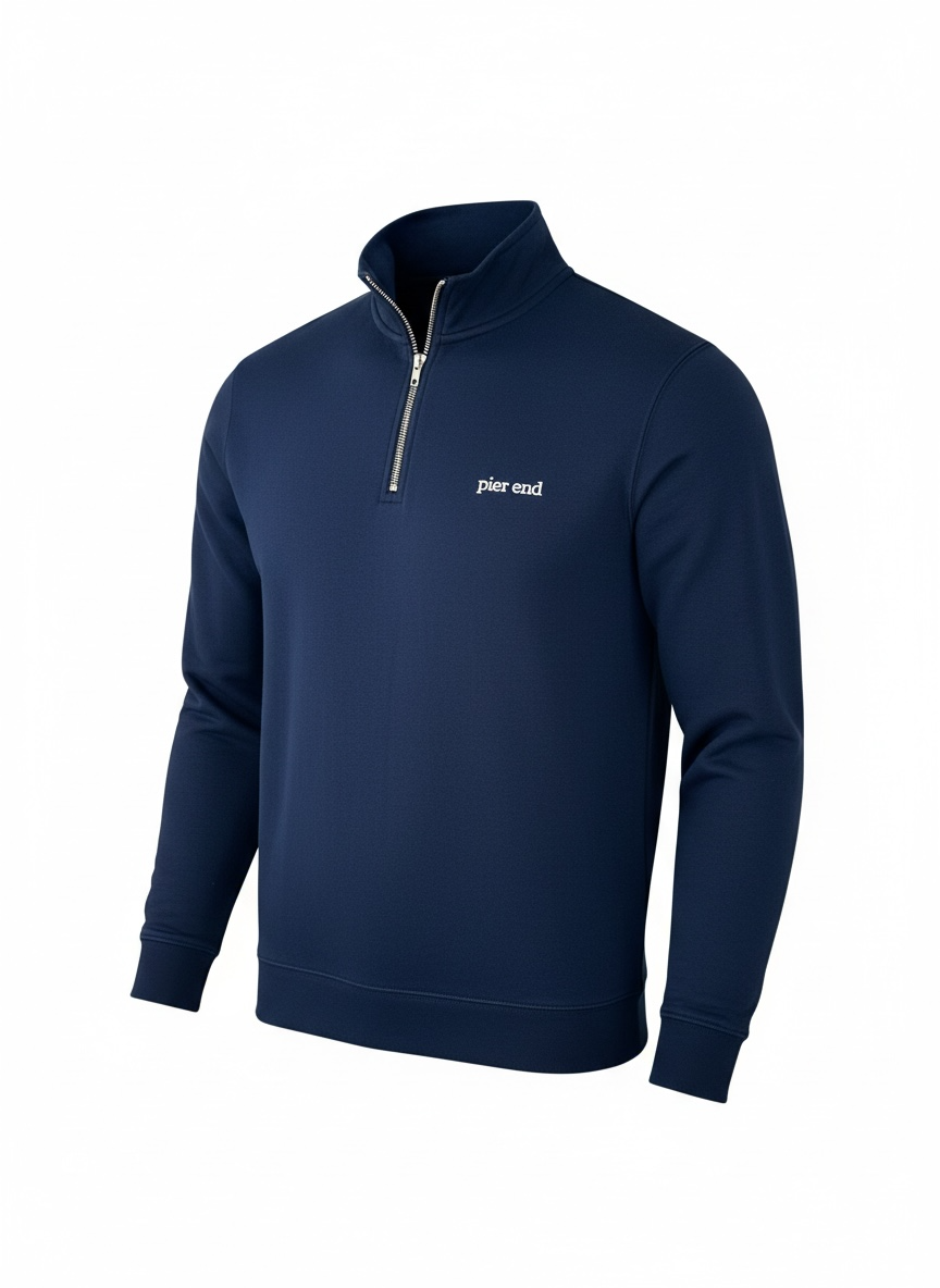 Organic Cotton Blend Quarter Zip - Navy