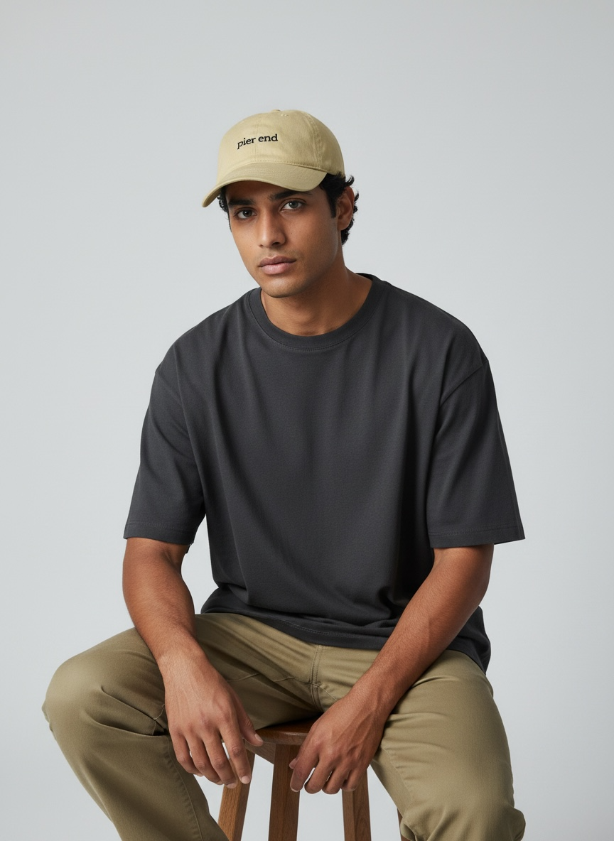 Organic Cotton Baseball Cap - Oyster / Navy