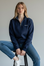 Organic Cotton Blend Quarter Zip - Navy