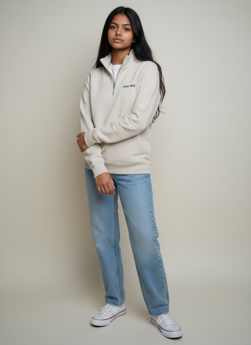 Organic Cotton Blend Quarter Zip - Desert Dust