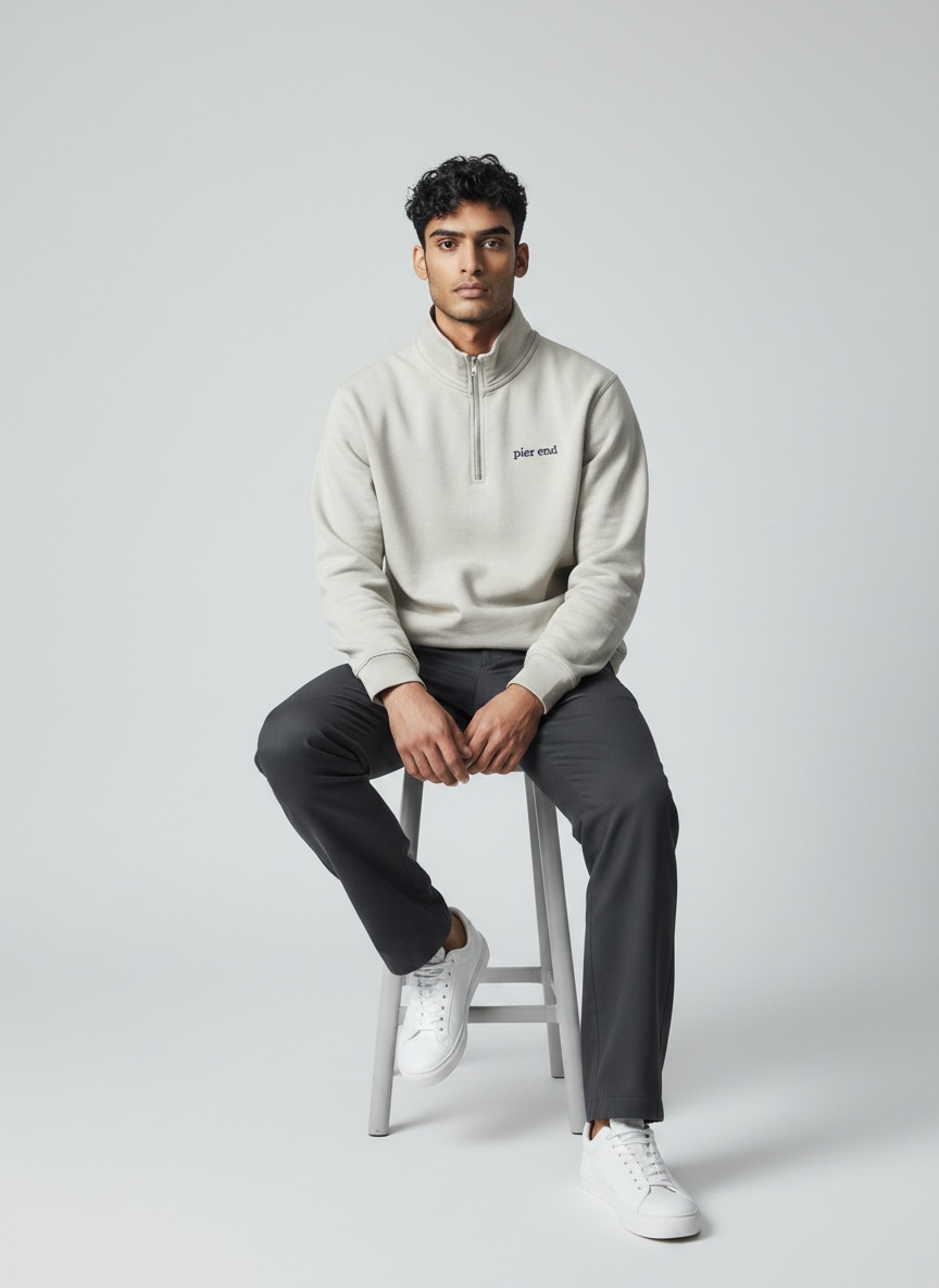 Organic Cotton Blend Quarter Zip - Desert Dust